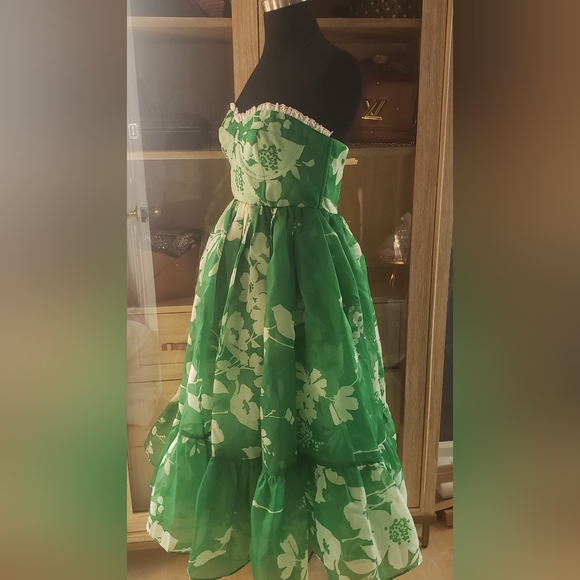 NWT SELKIE Corset Dress Green Floral Small - Picture 11 of 11